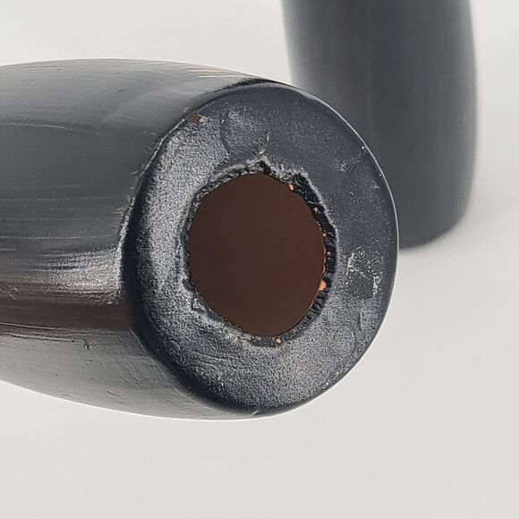 Tall Ceramic Candlestick Set of 2 Black Gold Fern - Picture 5 of 5